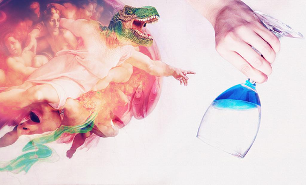 Ett glas blått tack